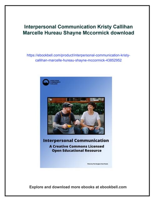 Interpersonal Communication Kristy Callihan Marcelle Hureau Shayne Mccormick