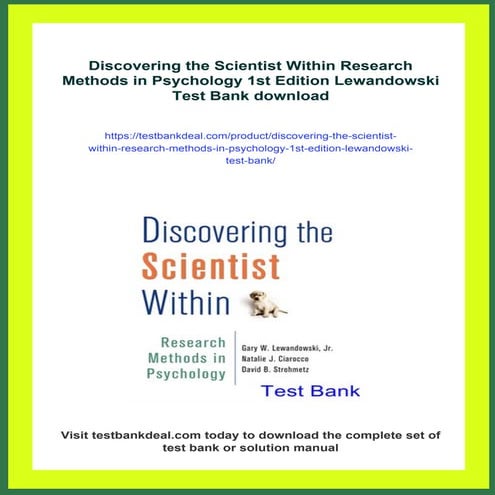 Discovering the Scientist Within Research Methods in Psychology 1st ...