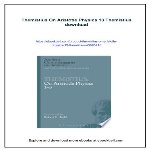 Themistius On Aristotle Physics 13 Themistius | PDF