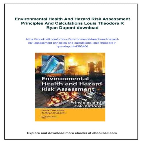 Environmental Health And Hazard Risk Assessment Principles And ...