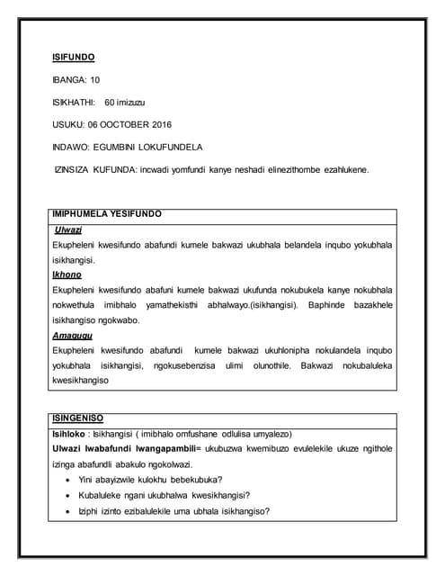 Umlando kaMufi. IsiZulu Ulimi Lwebele... | PDF