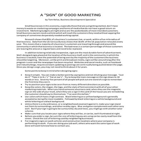 Mastering Signage: Strategies for Success | PDF
