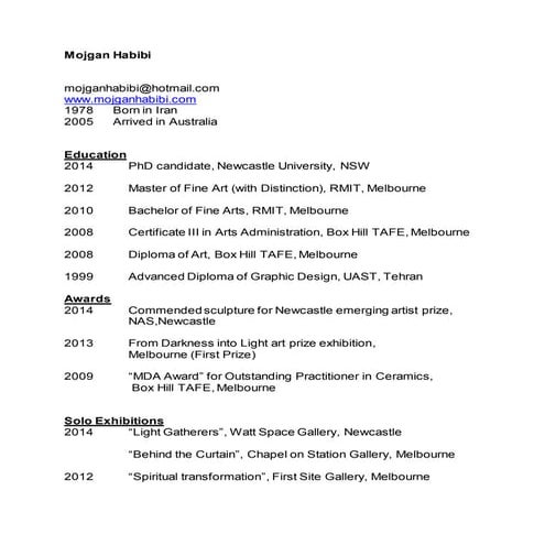 Sarah Tomasetti CV November2014 copy | DOC