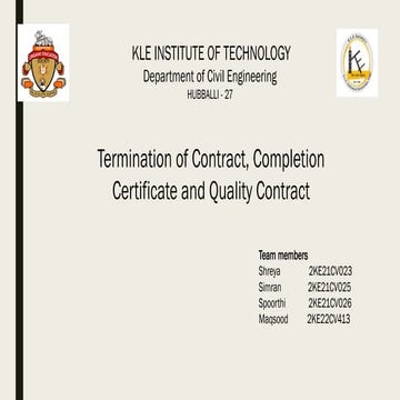 Termination of contract, completion certificate and quality Contract | PPTX