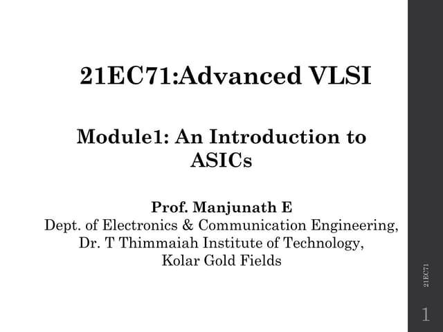 Advanced VLSI MODULE 1. -21EC71.........