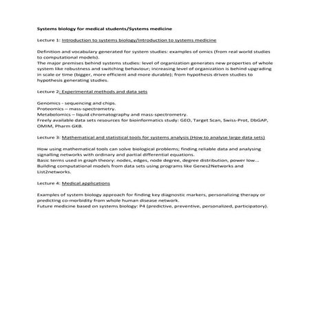 Introduction to systems medicine