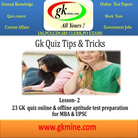 23 gk quiz online and offline aptitude test preparation tips | PPTX