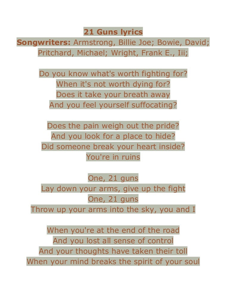 21 guns lyrics