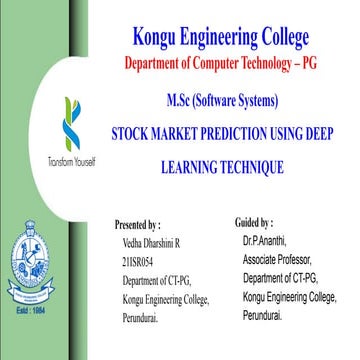 Stock Market Prediction using Deep Learning Technique | PPTX