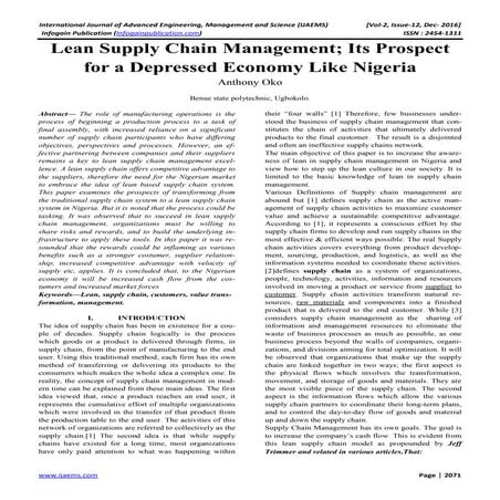 Lean supply chain management | PDF