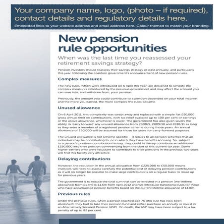 21 New Pension Rule Options