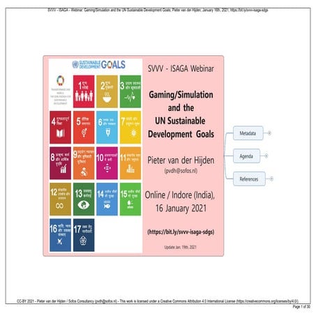 Gaming/Simulation and the UN Sustainable Development Goals; Pieter van der Hi...