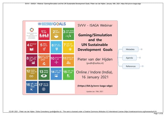 Gaming/Simulation and the UN Sustainable Development Goals; Pieter van der Hi...