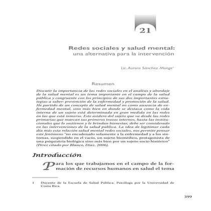 Redes sociales y salud mental