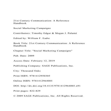 21st Century Communication A Reference Handbook Social .docx