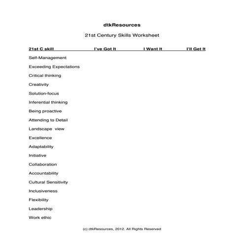 21st c skill worksheet | PDF