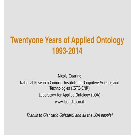 21 Years of Applied Ontology