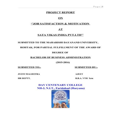 JOB SATISFACTION (REPORT)