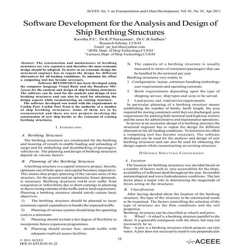 Software Development for the Analysis and Design of Ship Berthing Structures