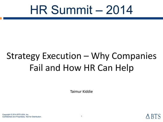 Strategy Execution – Why Companies Fail and How HR Can Help