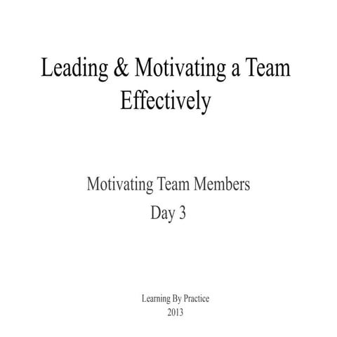 Motivating Team Members