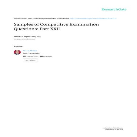 Samples of Competitive Examination Questions: Part XXII | PDF