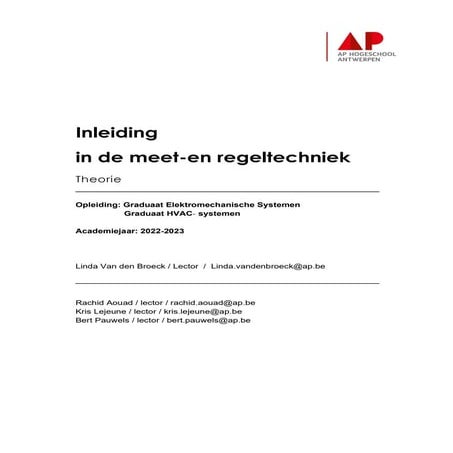 Inleiding in de meet-en regeltechniek: impressie | PDF