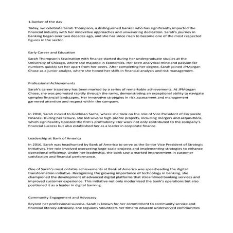 Banker of the day,                     .