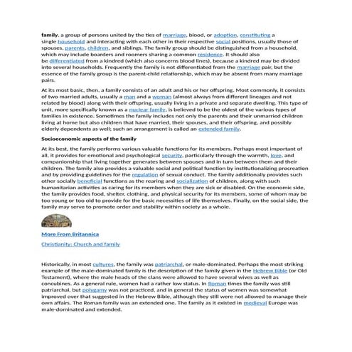 Facts about family, types, members, society