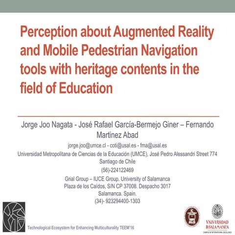 Perception about Augmented Reality and Mobile Pedestrian Navigation tools wit...