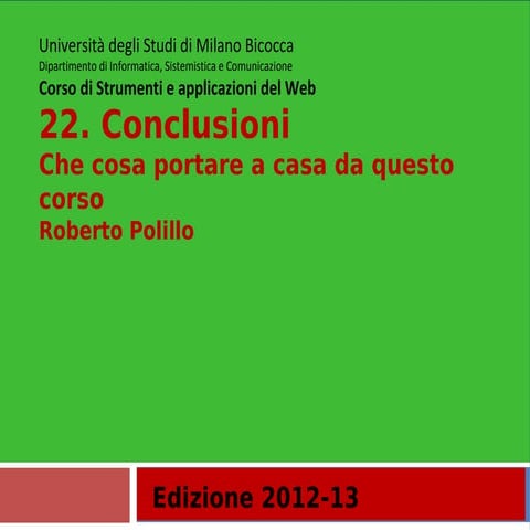 22. Conclusione del corso