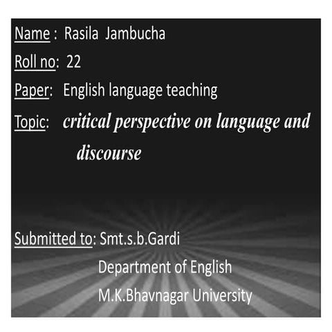 Critical Perspective on Language and Discourse