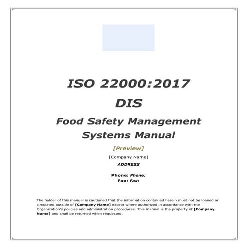 ISO 22000:2018 FSMS manual template (preview)