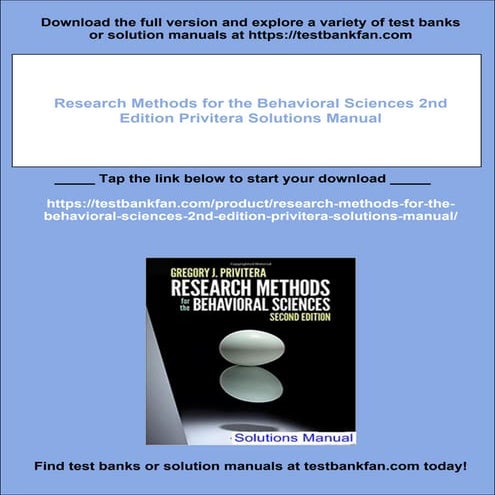 Research Methods for the Behavioral Sciences 2nd Edition Privitera Solutions ...