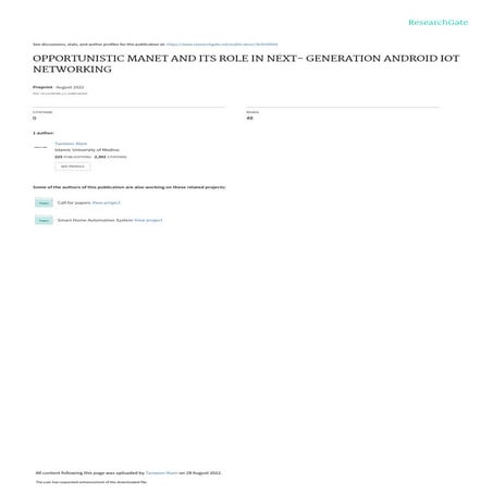 OPPORTUNISTIC MANET AND ITS ROLE IN NEXTGENERATION ANDROID IOT NETWORKING 