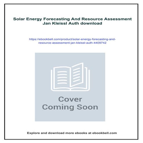 Solar Energy Forecasting And Resource Assessment Jan Kleissl Auth | PDF