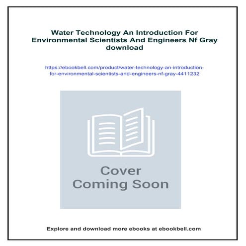 Water Technology An Introduction For Environmental Scientists And Engineers N...