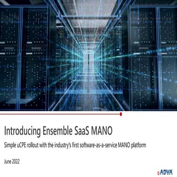 Introducing Ensemble SaaS MANO