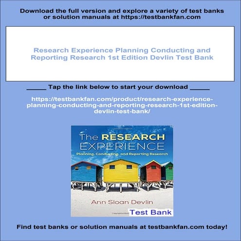 Research Experience Planning Conducting and Reporting Research 1st Edition De...