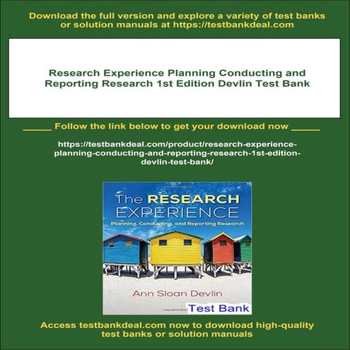 Research Experience Planning Conducting and Reporting Research 1st Edition De...