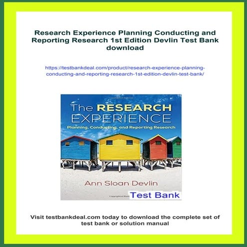 Research Experience Planning Conducting and Reporting Research 1st Edition De...