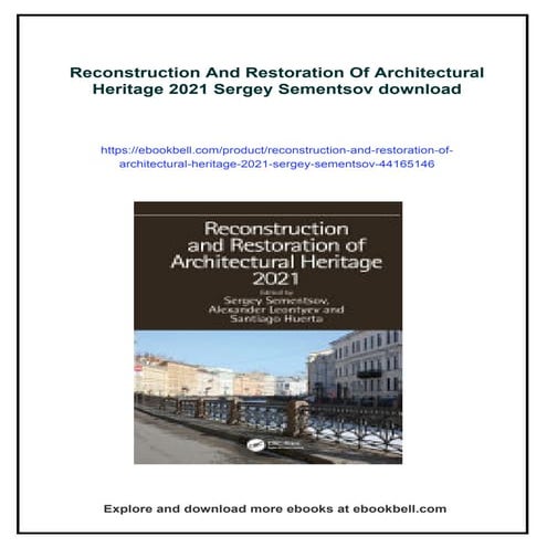 Reconstruction And Restoration Of Architectural Heritage 2021 Sergey Sementsov