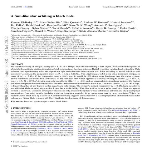 A Sun-like star orbiting a black hole