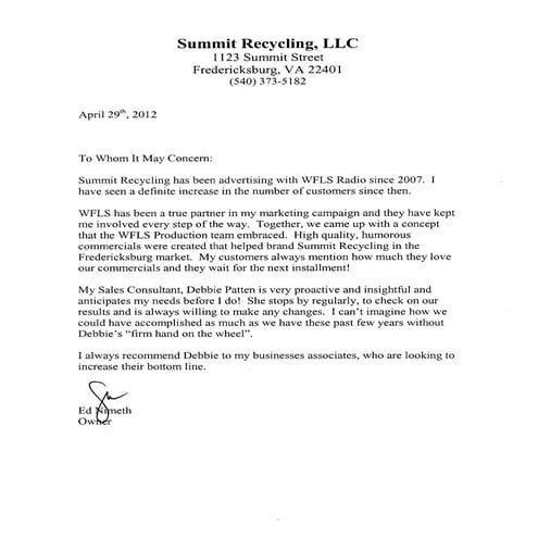 Summit Letter of Recommendation | PDF