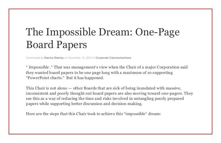 The impossible dream moral lesson picture