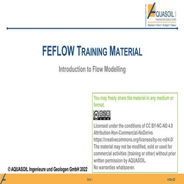 AQUASOIL FEFLOW Training Slides