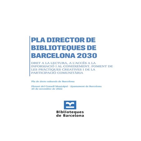 Pla director de Biblioteques de Barcelona 2030