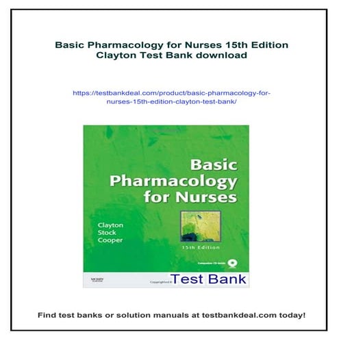 Basic Pharmacology for Nurses 15th Edition Clayton Test Bank