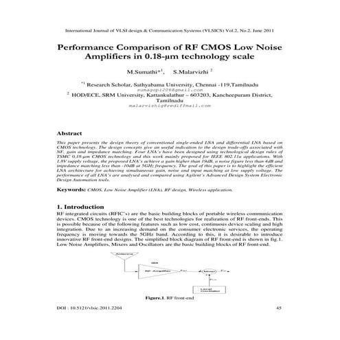 Performance Comparison of RF CMOS Low Noise Amplifiers in 0.18-µm technology scale