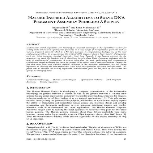 Nature Inspired Algorithms To Solve DNA Fragment Assembly Problem: A ...